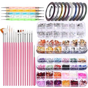 Nail Brushes Kit Manicure Strip Art Jewelry Set Beginners Accessories Setnail Tools 230726