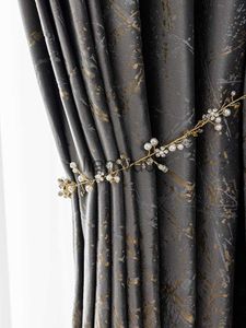 Nordic Velvet Blackout Curtain with Gilding for Living Room and Bedroom - Modern Stone Texture, Retro Gold Jacquard window coverings Drapes (Brand New)