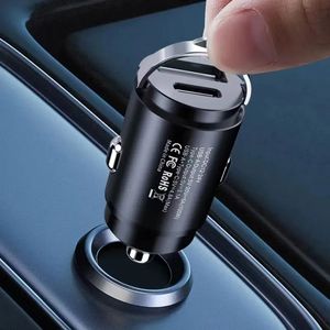 Mini USB -billaddare 100W Typ C QC3.0 PD -billaddare Fast Charging Pull Ring Car Phone Charger Adapter för iPhone Samsung Xiaomi LG