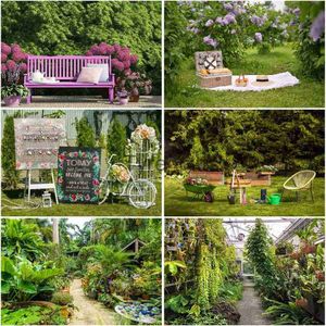 Background Material Spring Garden Background Photography Green Grass Park Decoration Jungle Plants Swing Camping Travel Studio Photos Background Props X0725