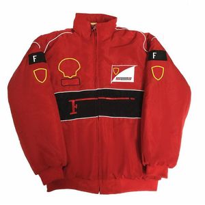 F1レーシングスーツカレッジスタイルレトロスタイル秋と冬のコートコットンジャケットスポットフル刺繍チームユニフォーム冬コットンジャック265N