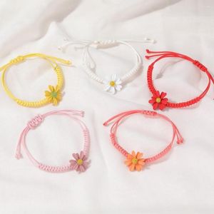 Charm Bracelets QiLuxy Fashion Handmade Weave Rope For Women Girl Cute Metal Daisy Friendship Lucky Jewelry