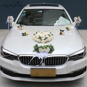 ドライフラワー1セット人工花の結婚式の車の装飾キットロマンチックなシルクフェイクローズペーニーフローラルバレンタインデーギフトパーティーフェスティバル2330725