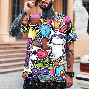 Erkek Tişörtleri Yaz T-Shirt Hip-Hop Graffiti Erkek 3d Baskılı Erkekler Kadın Moda Komik O yaka üstleri kazak spor çocuk tees