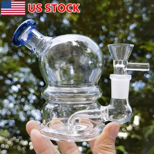 4.7" Glass Hookah Thick Water Pipe Bong Shisha Glass Smoking Pipe Bubbler W/Bowl