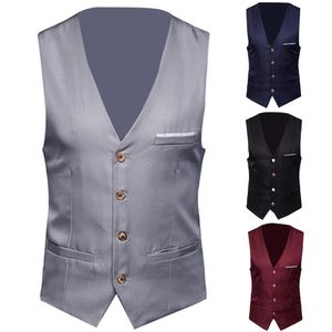 Mens Vests Classic Formal Business Plus Size Men Cold Color Suit Vest Single Breadsed Cailcoat 230726