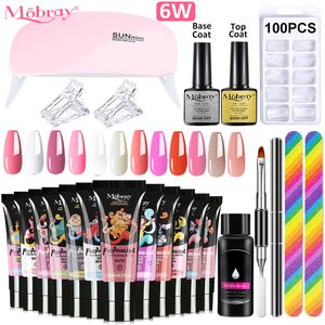 Esmalte Mobray Poly Gel Set Manicure Cuticle Pusher Finger Extend Mold Mold Kit All For Quick Extension 230726