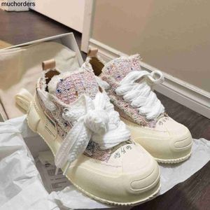 Vanness Wu Co-branding Canvas Shoes Cotton Candy Smile 2023 Nova Fragrância Pequena Roxo Rosa Solado Grosso Sapatos Casuais