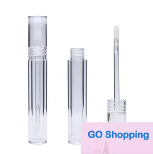 Quatily 100 pçs Tubos de brilho labial vazios 5ML Tubos de brilho labial redondos transparentes Tubos de brilho labial com varinha Vazio Batom transparente Tubo de esmalte labial Atacado BC BH3877