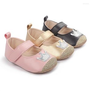 First Walkers 2023 Brand Born Infant Baby Girl Princess Lace Crown Shoes Paillettes Cotton Soft Sole Presepe Prewalker