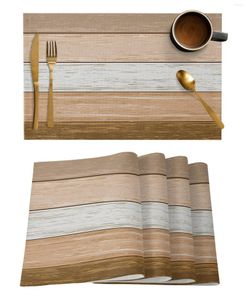 Bord Mattor Vintage Farm Barn Brown Gradient Placemat för matbord Bordkök Kök Mat Pad Pad 4/6st Heminredning