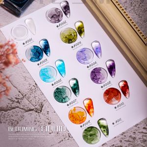 Acrylpulver Flüssigkeiten 12-teiliges Set Aquarell Blooming Nail Art Gel Smook Effekt Marmorierung Tinte Salon Soak Off UV 10 ml Blütenpolitur Lack Maniküre 230726