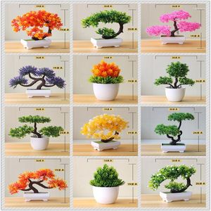Fiori decorativi Piante artificiali Pino in vaso 35 colori Piccoli ornamenti finti per la decorazione del giardino di casa dell'ufficio