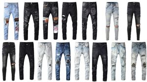 Mens Designer Jeans Man Black Jean Rip Cool Style Luxury Denim Pant Estruerad Ripped Biker Jean Slim Motorcykel HOMBRE Letter Star Jeans för Mens Pants Pantalones