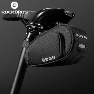 Alforges Sacos ROCKBROS Saco de bicicleta à prova de chuva Saco de sela de bicicleta à prova de choque para traseiro reflexivo Grande capacidade Selim MTB Saco de bicicleta Acessórios 230725