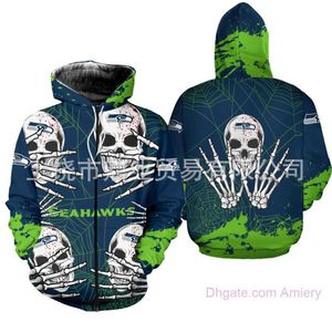 Herrkläder Halloween Winter Hoodies S-6XL Nytt skelett Fotbollslag Cardigan Hooded 32 3D Tryckt blixtlås Casual Cardigans Jackets män