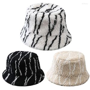 Berets C6UD Stylish Striped Basin Cap Elegant Fisherman Casual Bucket All-match For Fall Winter Daily Wear Morning Workout