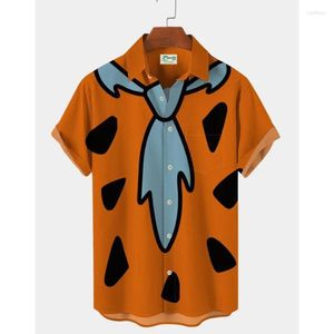 Men's T Shirts Hawaiian For Men Short Sleeve 3D Printed Shirt Beach Blouse Orange Retro Tie Pattern Aloha Summer Tops