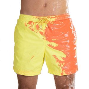 Strand shorts män magisk färg förändring simning korta stammar sommar baddräkt badkläder shorts snabba torra badstrandbyxor