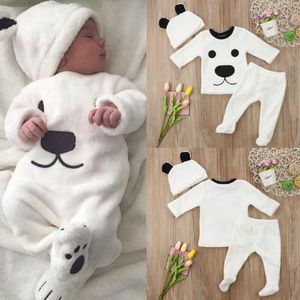 Clothing Sets Clothing Sets Toddler Girl Focusnorm 3 Pieces Long Sleeve Fleece Bear Top Pant and Hat Set For Baby Gril Boy Warm Winter Clothes 220915 Z230726