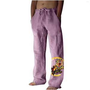 Herrenhose, Baumwollleinen, für Herren, Tiger-Print, lässig, lockere Passform, Baggy-Hippie-Stil, Retro, klassisch, leichte Größe, offen und Yoga