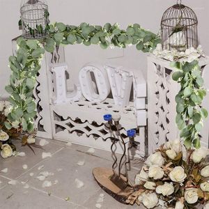 Decorative Flowers 2m Eucalyptus Garland Artificial Leaves Vines Faux Silk Rattan Fake Flower For Wedding Backdrop Arch Home Room Garden