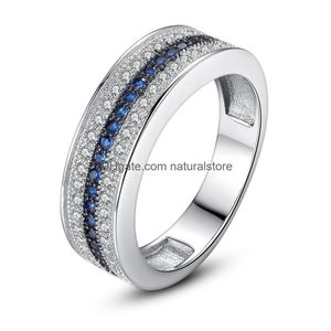 Cluster Rings Rows Cubic Zirconia Diamond Ring Band Finger Blue Cz Fidanzamento per le donne Gioielli di moda Will And Sandy Drop Delivery Dhts7