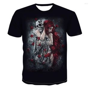 Männer T Shirts Schädel Rahmen Mit Frau Grafik Sommer Trend Männliche T-shirt Kurzarm 3d Horror Drucken Punk Tops männer Hip Hop T-shirt