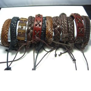 Brand New 24 pieces men's and women's mixed styles vintage leather bangles jewelry bracelets whole lots272T