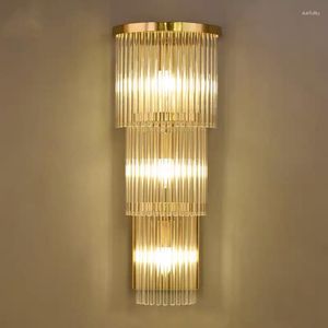 Lâmpadas de parede Lâmpada de cristal pós-moderna americana luxuosa para sala de estar quarto estudo decoração E14 luz luminárias de banheiro