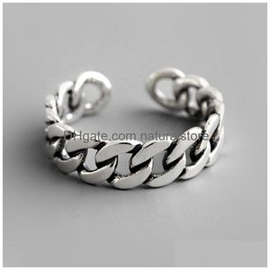 Bandringar Ancient Sier Chain Ring Finger Open justerbar för kvinnor Fashion Jewelry Will och Sandy Drop Delivery Dhnjh