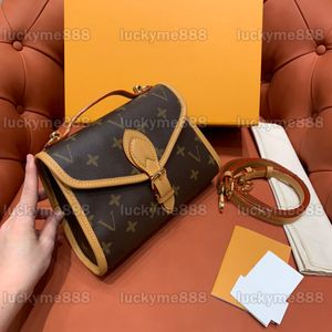 10A Espelho Qualidade Designers Pequena Bolsa Alça com Aba 23,5 cm Bolsa Feminina de Lona Revestida Marrom Pochette Bolsas Luxos com Acabamento em Couro Bolsa Transversal Alça de Ombro Bolsa Caixa