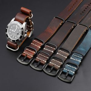 Titta på band Onthelevel Leather Watch Strap 18mm 20mm 22mm 24mm Watch Band Blue Brown Coffee Color Military Style Straps 230725