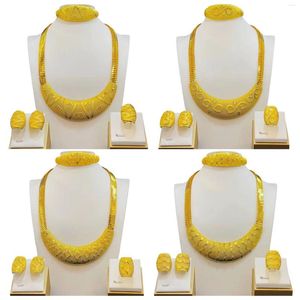 Necklace Earrings Set Gold Plated Necklaces Bracelets Rings Worship Brides Vietnam Women Wedding 24k Dubai Jewelry
