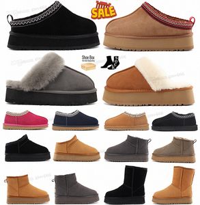 أستراليا نساء التمهيد للسيدات فائقة منصة صغيرة منصة الفراء المصمم Tasman Tazz Sandals Classic Suede Winter Australian Canle Snow Boo O7EQ#