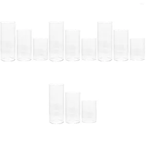 Candle Holders 12 Pcs Decorations Glass Holder Clear Candlestick Cup Windproof Protectors Cover Pillar Household Shades