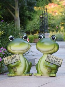 Dekorativa föremål Figurer Courtyard Creative Vintage Harts Frog Statue Home Decor Crafts Decoration Objects Garden Outdoor Terrace Animal Figurin 230726