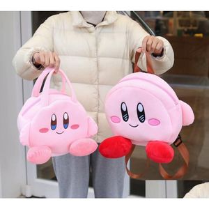 Sırt çantaları moda sevimli pembe Kirby Peluş Peluş Sırt Çantası Çift Shoder Çantası Öğrenci Büyük Kapasite Festivali Hediyesi 3 Tasarımlar Bırak Teslimat B DHEPW