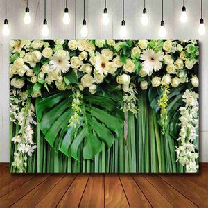 Hintergrundmaterial Bonvvie Hochzeitshintergrund Palmblatt Blumengarten Wand Party Dekoration Banner Fotografie Hintergrund Fotostudio X0725