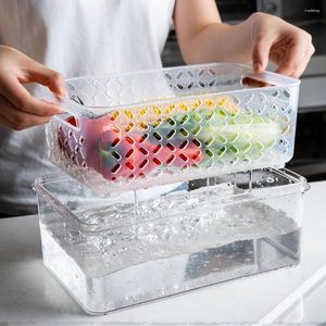 Storage Bottles Refrigerator Food Containers With Drainer Kitchen Vegetable Fruit Fresh Box Lid Fridge Stackable Organizer