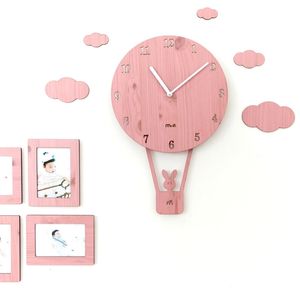 Decorative Objects Figurines Mandelda Swing Creative Balloon Cartoon Wall Clock Living Room Simple Unique Watch Children Bedroom Noiseless Cute 230725