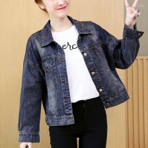 Women's Jackets Single Fashion Breasted Women Denim Spring Autumn High Quality BF Style Loose Fit Bat Sleeve Diamond Jeans Coats