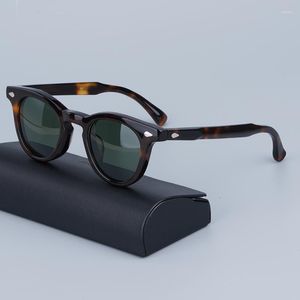 Occhiali da sole TOP marca giapponese fatti a mano ottici tondi premium acetato tartaruga uomo occhiali classici retrò con confezione completa