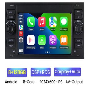 Radio mit GPS für Auto, Multimedia-Wiedergabe mit Android, 128G, 2DIN, für Ford Focus 2, Mondeo S C Max, Kuga, Fiesta, Fusion