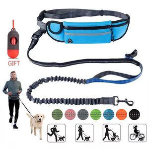 Collari per cani Guinzagli Guinzaglio per cani da corsa Nylon Hand Freely Prodotti per animali Collare per imbracatura per cani Guinzaglio da jogging Guinzagli regolabili in vita Corda per cintura di trazione 230725