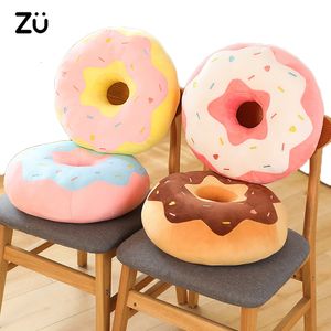 Plyschkuddar kuddar zu 38 cm söta bullar donut mjuk leksak fylld grädde donut plysch kudde simulering mat soffa stol kudde barn flicka gåva 230726