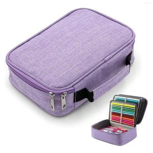 Large Pencil Case Purple 72 Slots Capacity Waterproof Portable Handle Bag For Students School Office