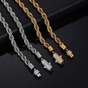 18K Gold Stainless Steel Rope Chain Mens Necklace Bracelet Jewelry Accessories