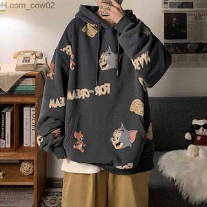 Men's Hoodies Sweatshirts Japanese Cartoon Printed Men's Hoodie Y2K New Street Vintage Trend Anime Costume Couple Loose Sweatshirt Harajuku Casual Z230726