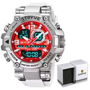 Guarda New Stryve Watch per maschile DigitalAlanalog Dual Move Movement Week Waterproof Watches Sports Sports Orologio da uomo da uomo 8025